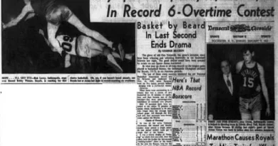 On January 6th, 1951 when the Indianapolis Olympians defeated the Rochester Royals in a six overtime game played at Edgerton Park Arena.