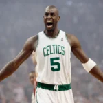 Boston Celtics’ Kevin Garnett gestures to the crowd just before tipoff in Game 1 of an NBA Eastern Conference semifinal basketball series against the Cleveland Cavaliers.