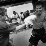 Pacquiao with his trainer Freddie Roach