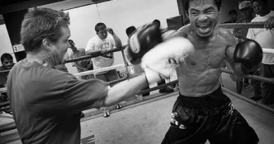 Pacquiao with his trainer Freddie Roach