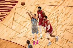 Stephen Curry attempting a 3-pointer during the 2022 NBA All-Star Game.