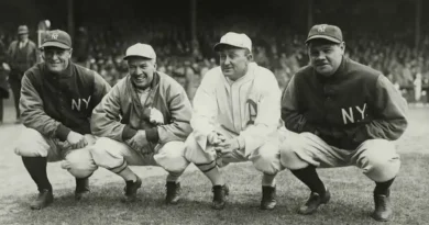 Gehrig, Speaker, Cobb, Ruth sitting together