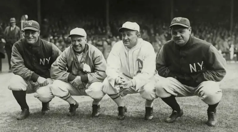 Gehrig, Speaker, Cobb, Ruth sitting together