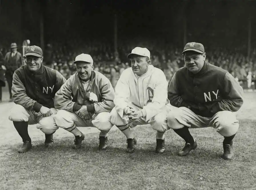 Gehrig, Speaker, Cobb, Ruth sitting together