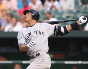 Alex Rodriguez (A-Rod) batting for the New York Yankees