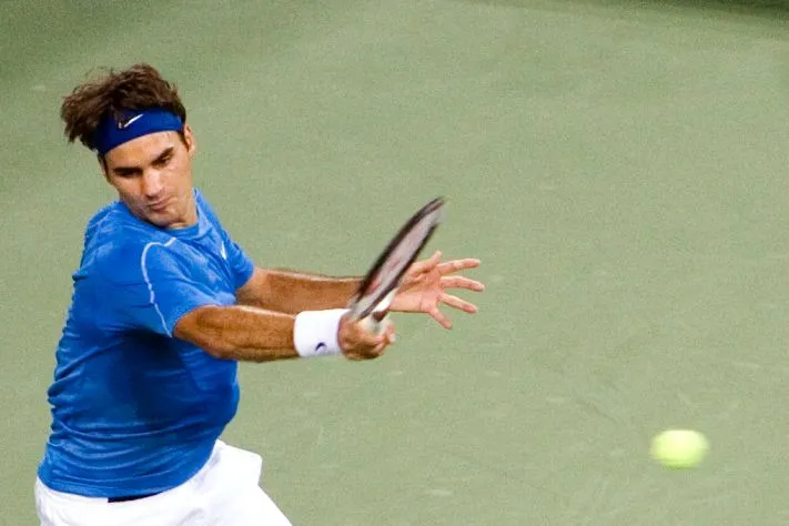 Federer playing James Blake in the quarterfinals of the 2006 US Open.