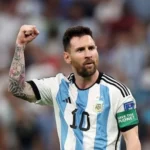Lionel Messi with Argentina during the 2022 FIFA World Cup in Qatar.