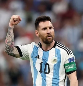 Lionel Messi with Argentina during the 2022 FIFA World Cup in Qatar.