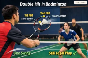 Double Hit in Badminton. (This is an AI-generated image.)