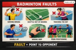 Faults in Badminton. (This is an AI-generated image.)