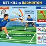 Net Kill in Badminton. (This is an AI-generated image.)