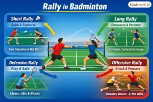 Rally in badminton. (This is an AI-generated image.)