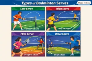 Serve in Badminton. (This is an AI-generated image.)
