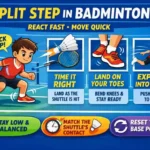 Split Step in Badminton. (This is an AI-generated image.)