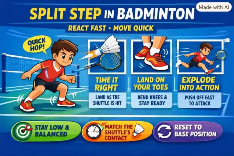 Split Step in Badminton. (This is an AI-generated image.)