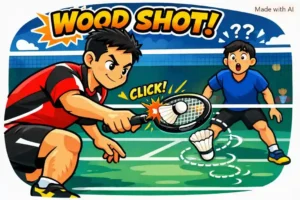 Wood Shot in Badminton. (This is an AI-generated image.)