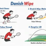 Danish Wipe in Badminton. (This is an AI-generated image.)