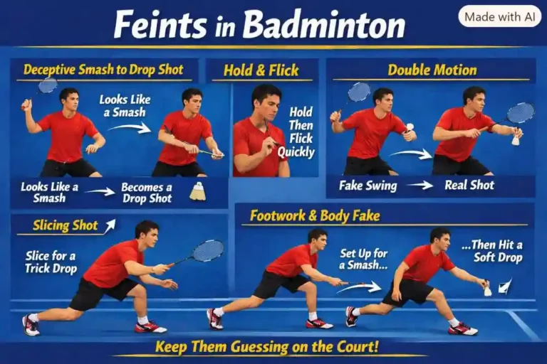 Feint in Badminton. (This is an AI-generated image.)