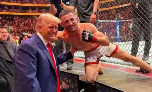Donald Trump and Merab Dvalishvili at UFC 316.