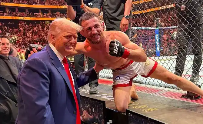 Donald Trump and Merab Dvalishvili at UFC 316.